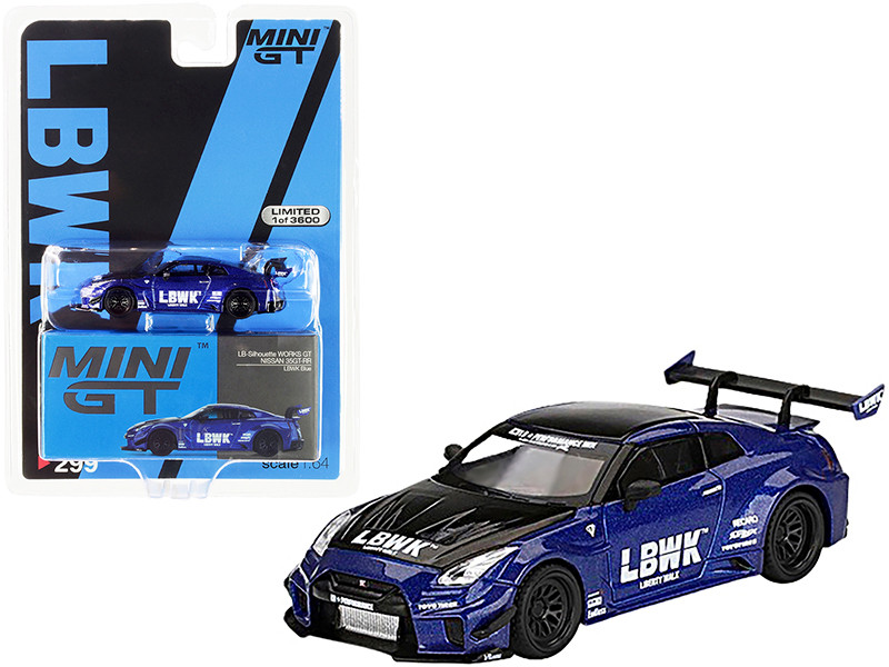 Nissan 35GT-RR Ver. 2 LB-Silhouette Works GT LBWK Blue Metallic Black Limited Edition 3600 pieces Worldwide 1/64 Diecast Model Car True Scale Miniatures MGT00299