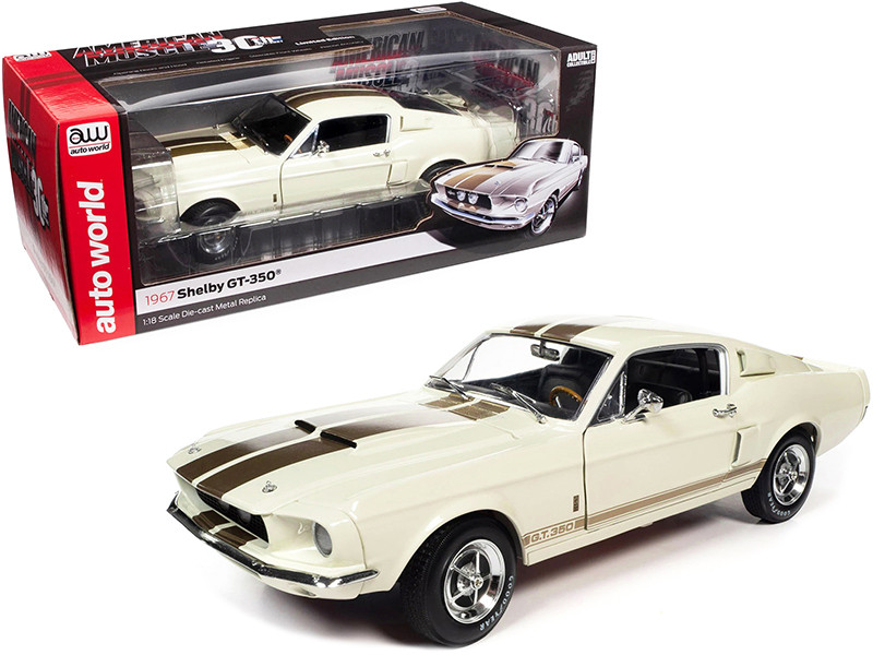 1967 Ford Mustang Shelby GT-350 Wimbledon White with Twin Gold Stripes 
