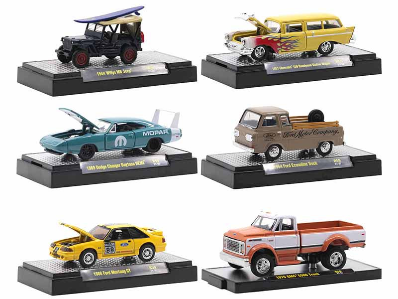 Detroit Muscle Set of 6 Cars IN DISPLAY CASES Release 59 Limited Edition 8400 pieces Worldwide 1/64 Diecast Model Cars M2 Machines 32600-59