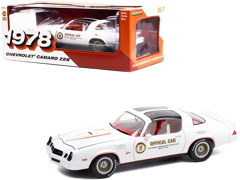 1978 Chevrolet Camaro Z/28 White Official Parade Car 62nd Indianapolis 500 Mile International Sweepstakes 1978 1/18 Diecast Model Car Greenlight 13598