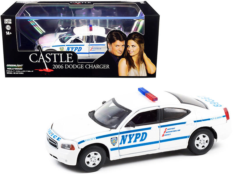 2006 Dodge Charger White New York City Police Department NYPD Castle 2009-2016 TV Series 1/43 Diecast Model Car Greenlight 86603