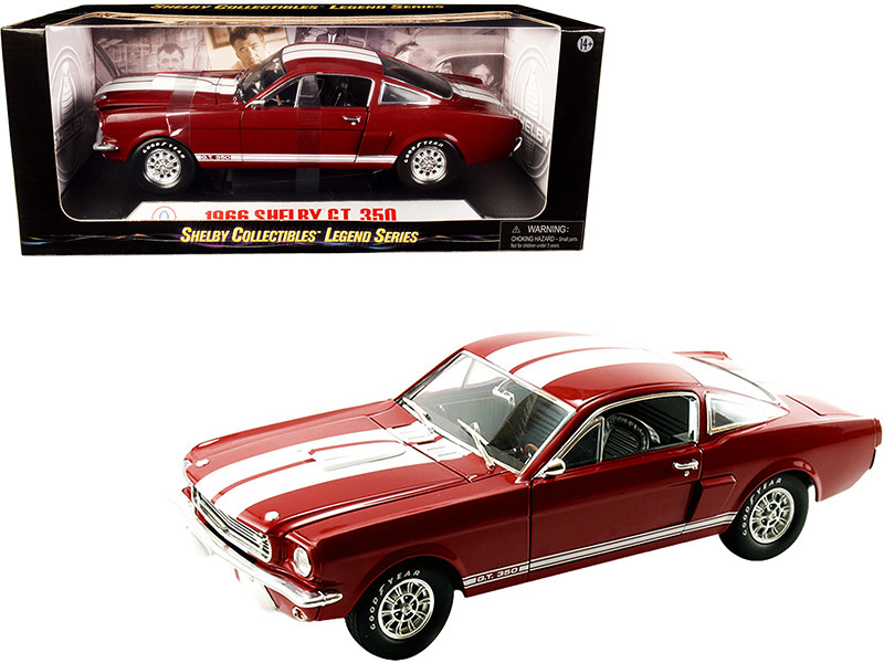 1966 Ford Mustang Shelby GT 350 Red White Stripes Legend Series 1/18 Diecast Model Car Shelby Collectibles SC154