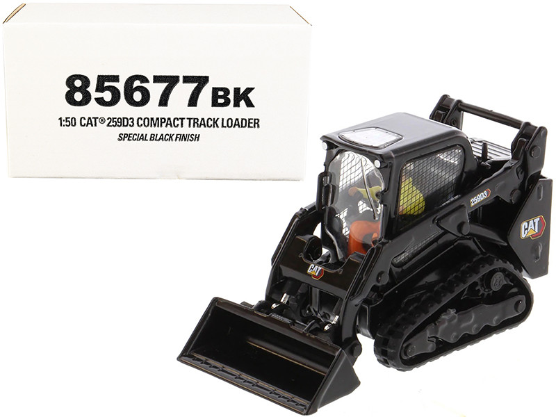 CAT Caterpillar 259D3 Compact Track Loader with Work Tools and Operator Special Black Paint 
