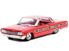 1964 Chevrolet Impala Lowrider Pink Metallic Rose Graphics Pink Interior California Lowriders Release 1 1/64 Diecast Model Car Greenlight 63010 A