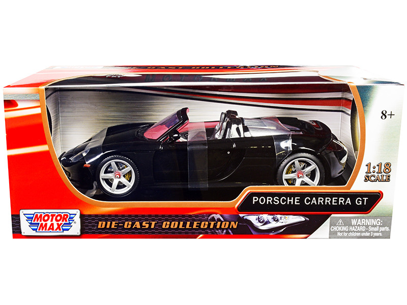Porsche Carrera GT Convertible Black with Red Interior 1/18 Diecast Model Car by Motormax