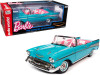 1957 Chevrolet Bel Air Convertible Aqua Blue Pink Interior Barbie Silver Screen Machines 1/18 Diecast Model Car Auto World AWSS135