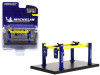 Adjustable Four-Post Lift Michelin Blue Bright Yellow Four-Post Lifts Series 3 1/64 Diecast Model Greenlight 16130 B