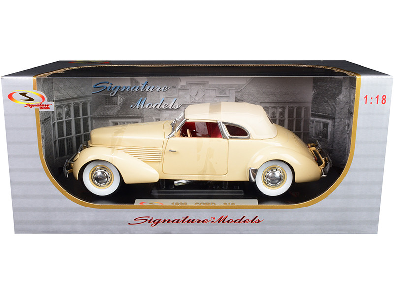 1936 Cord 810 Coupe Yellow Cream Top Red Interior 1/18 Diecast Model Car Signature Models 18108