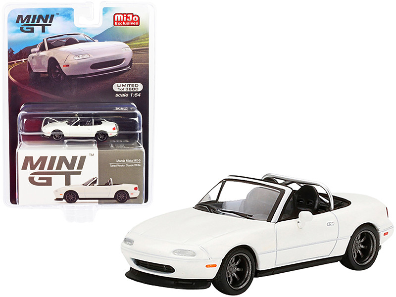 Mazda Miata MX-5 NA Convertible Tuned Version Classic White Limited Edition 3600 pieces Worldwide 1/64 Diecast Model Car True Scale Miniatures MGT00304