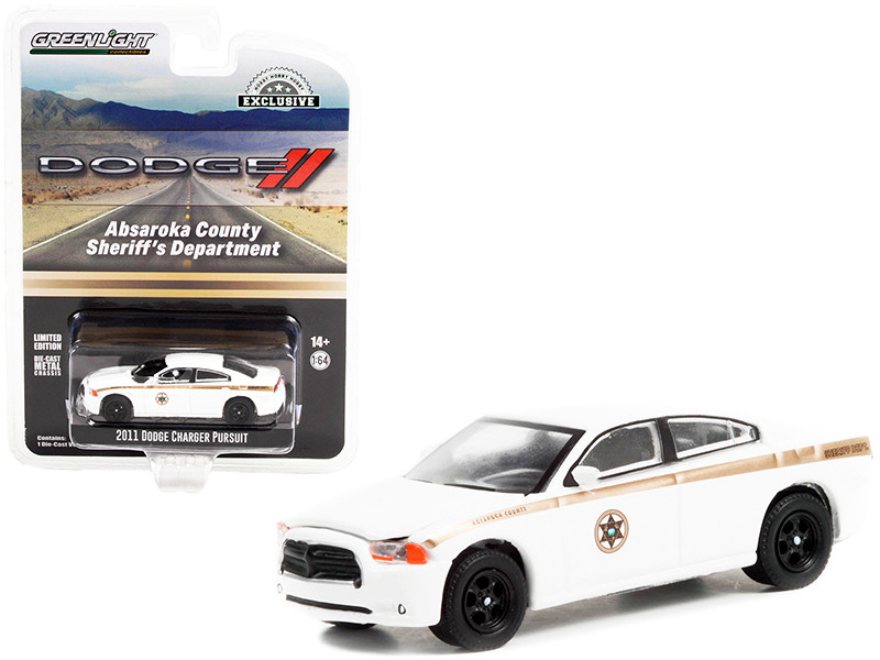 2011 Dodge Charger Pursuit White Absaroka County Sheriff's Department Hobby Exclusive 1/64 Diecast Model Car Greenlight 30334
