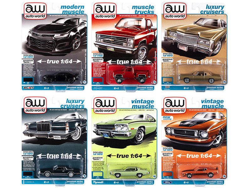 Auto World Premium 2022 Set A of 6 pieces Release 1 1/64 Diecast Model Cars by Auto World