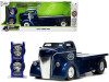 1947 Ford COE Flatbed Truck Dark Blue Metallic White Top The Famous Motor Cars Extra Wheels Just Trucks Series 1/24 Diecast Model Jada 33853