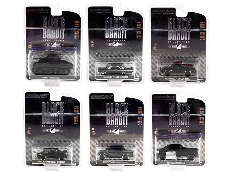 Black Bandit 6 piece Set Series 26 1/64 Diecast Model Cars Greenlight 28090