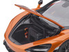 McLaren 720S Azores Orange Metallic Black Top Carbon Accents 1/18 Model Car Autoart 76074
