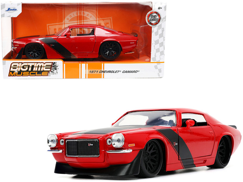 1971 Chevrolet Camaro Z/28 Red Matt Black Stripes Bigtime Muscle Series 1/24 Diecast Model Car Jada 33879