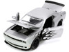 2015 Dodge Challenger SRT Hellcat Silver Metallic Flames Nitrous Express Bigtime Muscle Series 1/24 Diecast Model Car Jada 33880