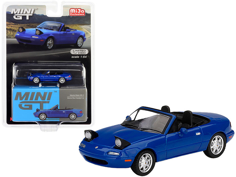 Mazda Miata MX-5 NA Headlights Up Convertible Mariner Blue Limited Edition 2400 pieces Worldwide 1/64 Diecast Model Car True Scale Miniatures MGT00331