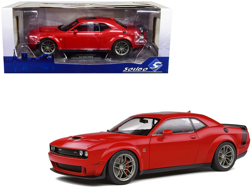 Dodge Challenger R/T 392 Scat Pack Widebody with Sunroof Red Black Tail Stripe 1/18 Diecast Model Car Solido S1805702