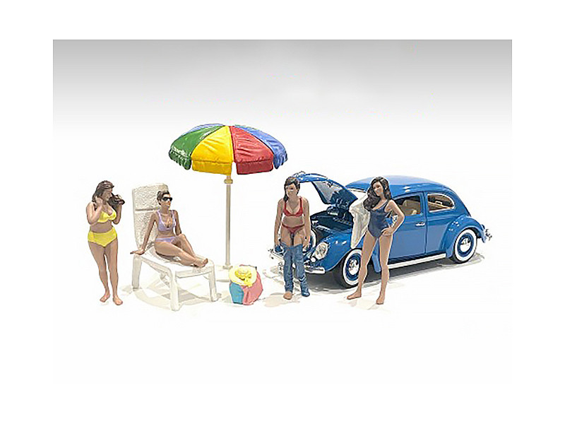 Beach Girls 4 piece Figurine Set for 1/18 Scale Models American Diorama 76313-76314-76315-76316