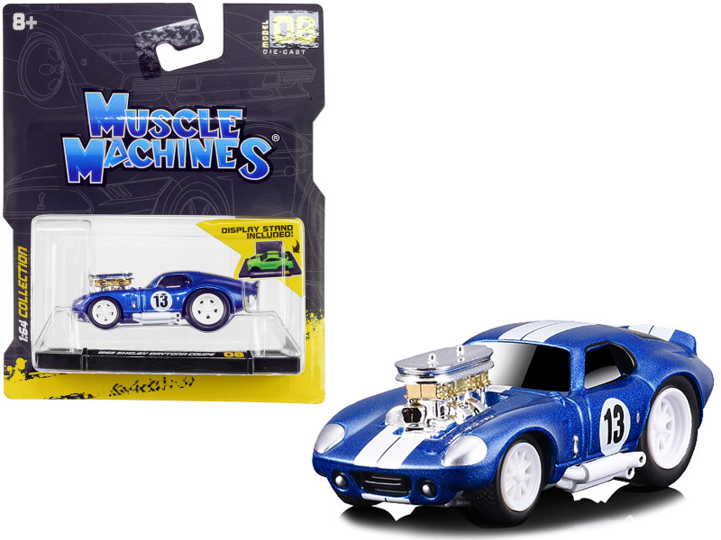 1965 Shelby Daytona Coupe #13 Blue Metallic with White Stripes 1/64 Diecast Model Car Muscle Machines 15552bl