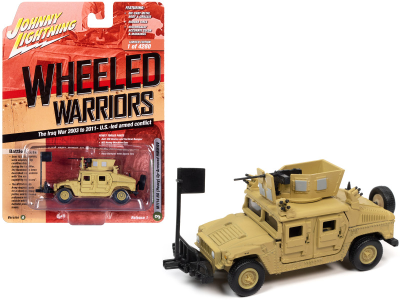 Humvee 4-CT Armored Fastback M1114 HA Heavy Up-Armored HMMWV Tan The Iraq War 2003 to 2011 - U.S. - Led Armed Conflict Wheeled Warriors Series Limited Edition 4280 pieces Worldwide 1/64 Diecast Model Car Johnny Lightning JLML006-JLSP199A