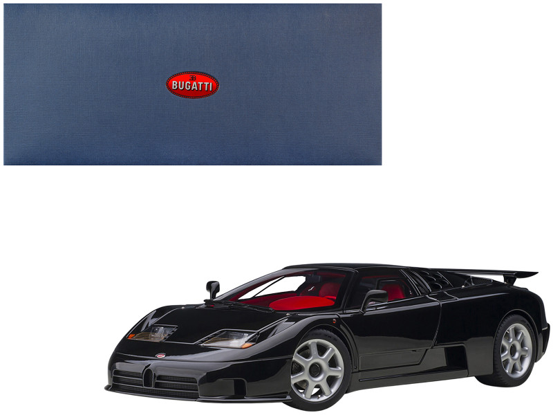Bugatti EB110 SS Super Sport Nero Vernice Black Red Interior Silver Wheels 1/18 Model Car Autoart 70919