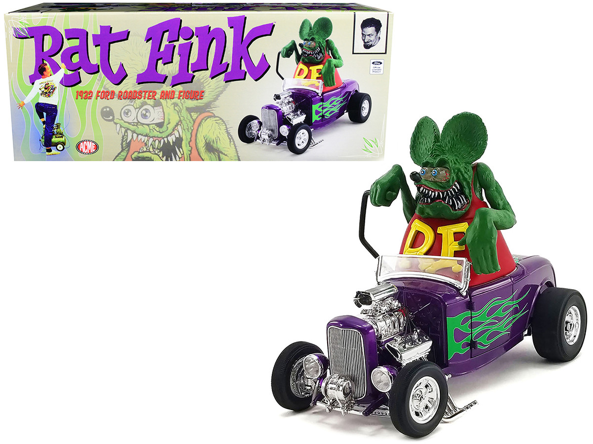 Rat Fink Figure-Purple Car 