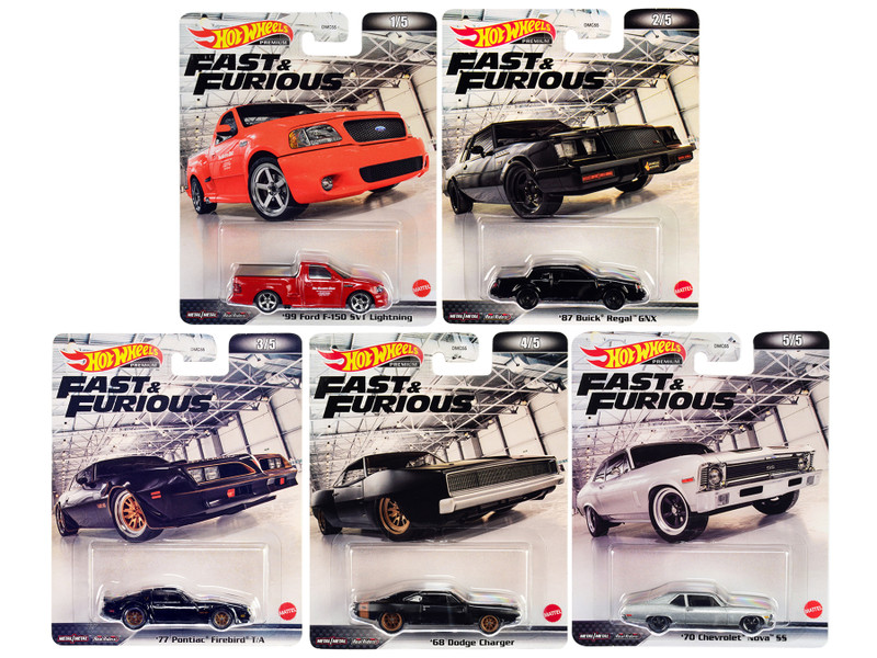 Retro Entertainment 2022 Fast and Furious 5 piece Set Diecast Model Cars Hot Wheels DMC55-957J