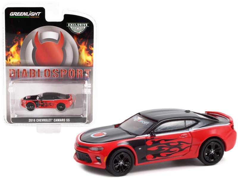 2016 Chevrolet Camaro SS Red and Black with Flames DiabloSport Hobby Exclusive 1/64 Diecast Model Car Greenlight 30308