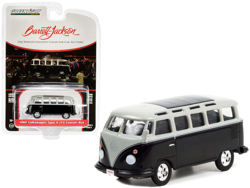 1962 Volkswagen Type 2 T1 Custom Bus Black and Gray with Silver Stripes Lot #1426 Barrett Jackson Scottsdale Edition Series 9 1/64 Diecast Model Car Greenlight 37250A