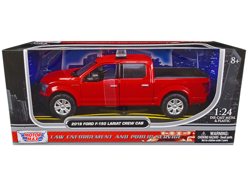 2019 Ford F-150 Lariat Crew Cab Pickup Truck Unmarked Fire Department Red Law Enforcement and Public Service Series 1/24 Diecast Model Car Motormax 76981r