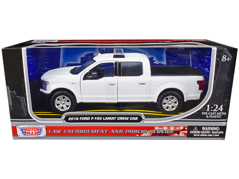 2019 Ford F-150 Lariat Crew Cab Pickup Truck Unmarked Plain White Law Enforcement and Public Service Series 1/24 Diecast Model Car Motormax 76981w