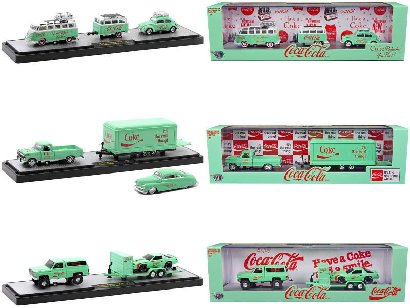 Auto Haulers Coca-Cola Set of 3 pieces Release 17 Limited Edition 8400 pieces Worldwide 1/64 Diecast Models M2 Machines 56000-TW17