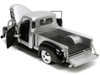 1953 Chevrolet 3100 Pickup Truck Silver Metallic with Black Flames with Extra Wheels Just Trucks Series 1/24 Diecast Model Car Jada JA33025