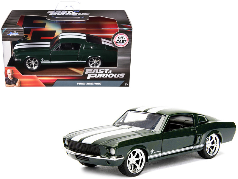 Sean's Ford Mustang Dark Green with White Stripes Fast & Furious Movie 1/32 Diecast Model Car Jada 99519