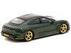 Porsche Taycan Turbo S Midnight Green Metallic with Black Top Gold Wheels Shmee150 Collection Collaboration Model 1/64 Diecast Model Car True Scale Miniatures Tarmac Works MGT00274R