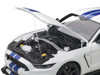 Ford Mustang Shelby GT-350R Oxford White Lightning Blue Stripes 1/18 Model Car Autoart 72931