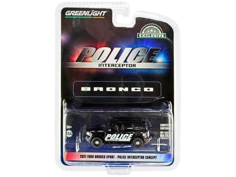 2021 Ford Bronco Sport Police Interceptor Concept Black Hobby Exclusive 1/64 Diecast Model Car Greenlight 30339