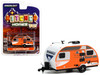 2016 Winnebago Winnie Drop Travel Trailer Orange and White with Graphics Hitched Homes Series 12 1/64 Diecast Model Greenlight 34120D