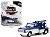 1972 Chevrolet C-30 Dually Wrecker Truck White and Blue with Yellow Stripes Goodyear Tire Testing Division Dually Drivers Series 10 1/64 Diecast Model Car Greenlight 46100B