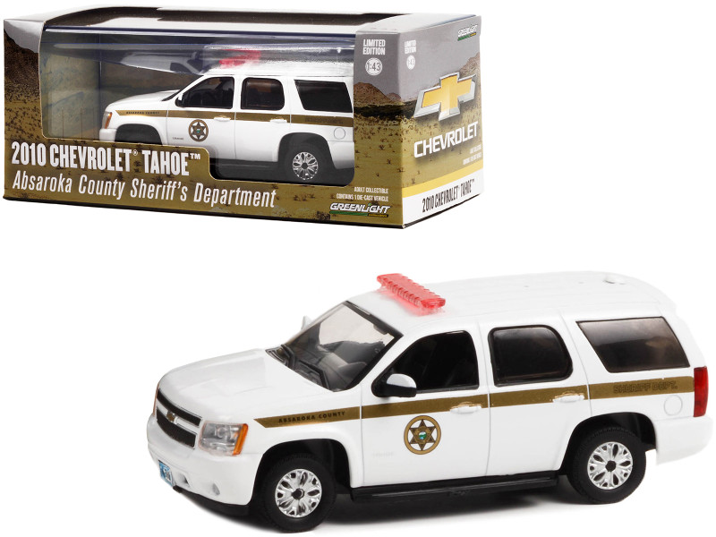 2010 Chevrolet Tahoe White with Gold Stripes Absaroka County Sheriff's Department 1/43 Diecast Model Car Greenlight 86624