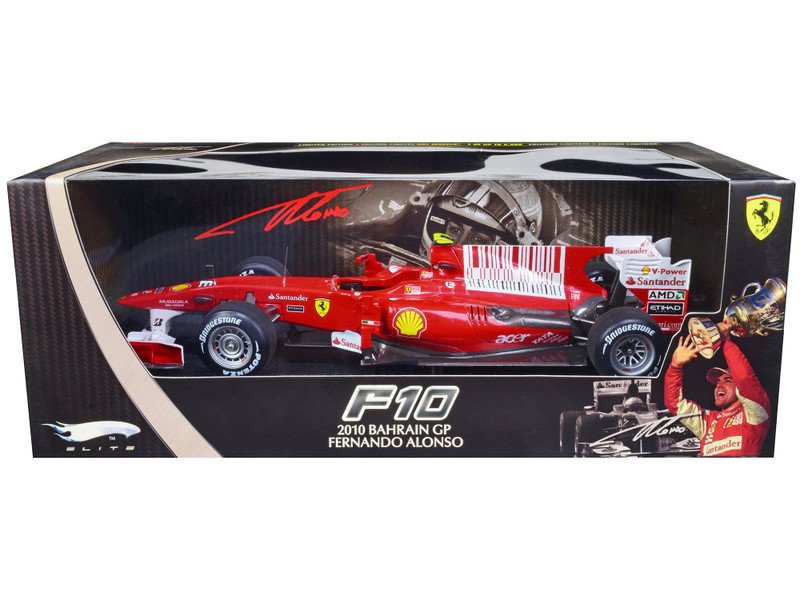 2010 Ferrari F10 Bahrain GP Fernando Alonso Elite Edition 1/18 Diecast Model Car Hot Wheels T6257