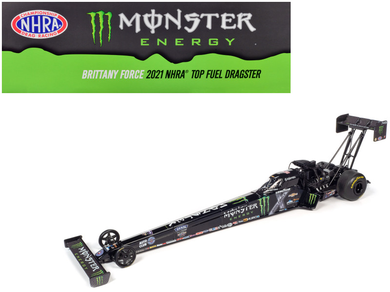2021 NHRA Funny Car TFD Top Fuel Dragster Brittany Force Monster Energy John Force Racing 1/24 Diecast Model Car Auto World AWN006