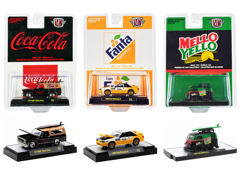 3 Sodas Set 3 pieces Release 14 Limited Edition 9600 pieces Worldwide 1/64 Diecast Model Cars M2 Machines 52500-A14