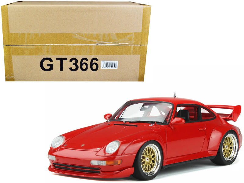 1996 Porsche 911 993 3.8 RSR Guards Red Gold Wheels 1/18 Model Car GT Spirit GT366