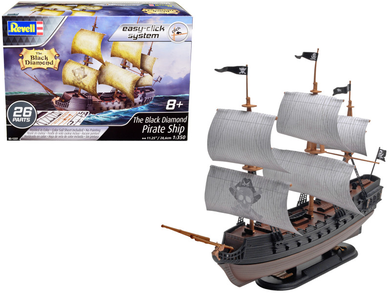 Level 2 Easy-Click Model Kit The Black Diamond Pirate Ship 1/350 Scale Model Revell 85-1237