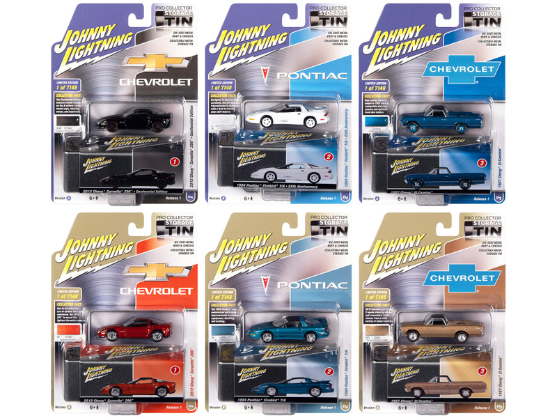 Johnny Lightning Collector's Tin 2022 Set 6 Cars Release 1 Limited Edition 7148 pieces Worldwide 1/64 Diecast Model Cars Johnny Lightning JLCT009