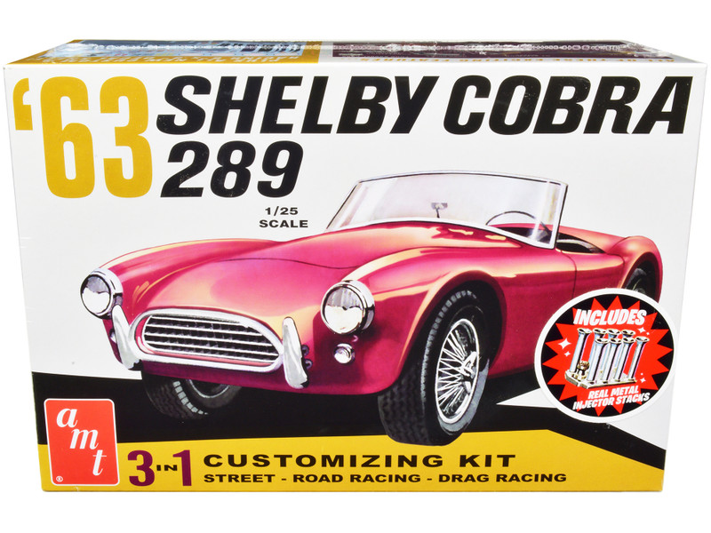 Skill 2 Model Kit 1963 Shelby Cobra 289 3 in 1 Kit 1/25 Scale Model AMT AMT1319