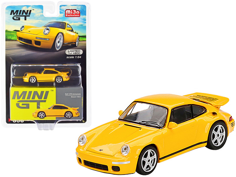 RUF CTR Anniversary Blossom Yellow Black Stripes Limited Edition 4800 pieces Worldwide 1/64 Diecast Model Car True Scale Miniatures MGT00358