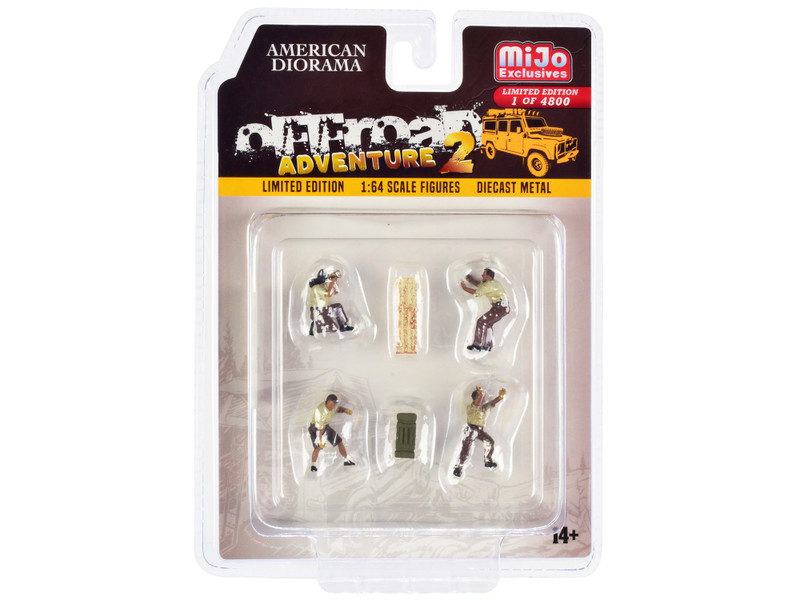 Off-Road Adventure 2 6 piece Diecast Set 4 Male Figurines 2 Accessories Limited Edition 4800 pieces Worldwide 1/64 Scale Models American Diorama 76496